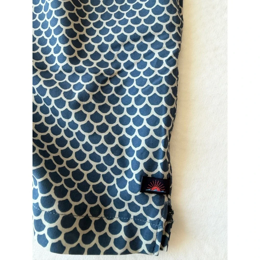Faherty Shorelite Mens XXL Blue Fish Scale Print 7 Inch Lined Swim Trunks